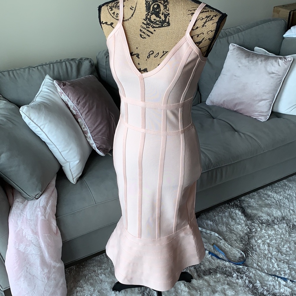 Venus light peach sexy bodycon dress